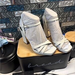 Franco Sarto Very light gray Strappy Block Heel Sandals